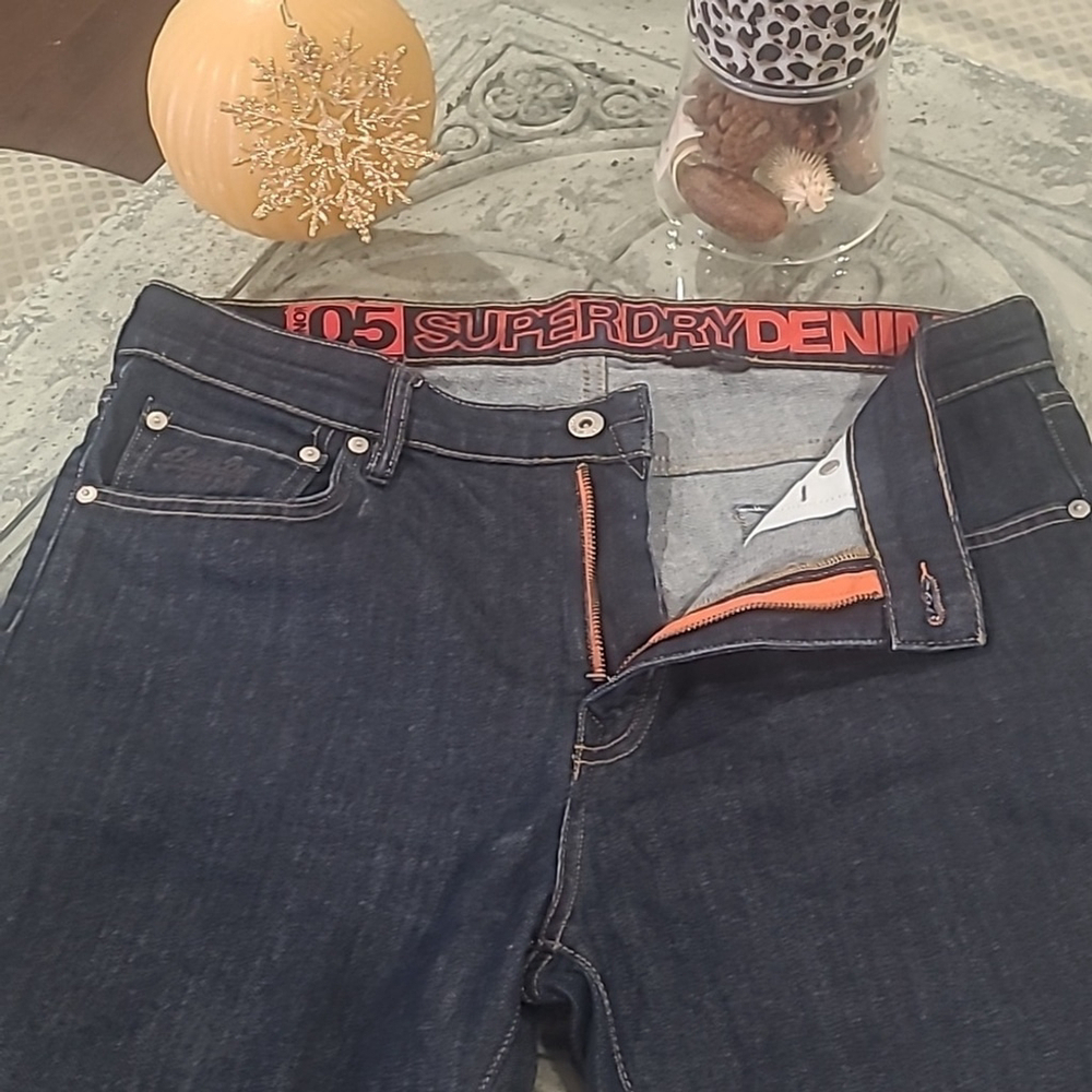SUPER DRY MEN'S CONNOR BLUE TAPER JEANS PANTS 34 - Picture 3 of 13